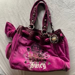 Y2K Magenta Juicy Couture Velour Tote with Silver Hardware, like new!